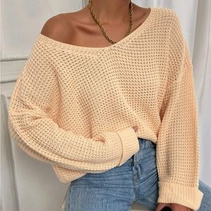 NWOT apricot flowy baggy oversized long sleeve cozy sweater Large